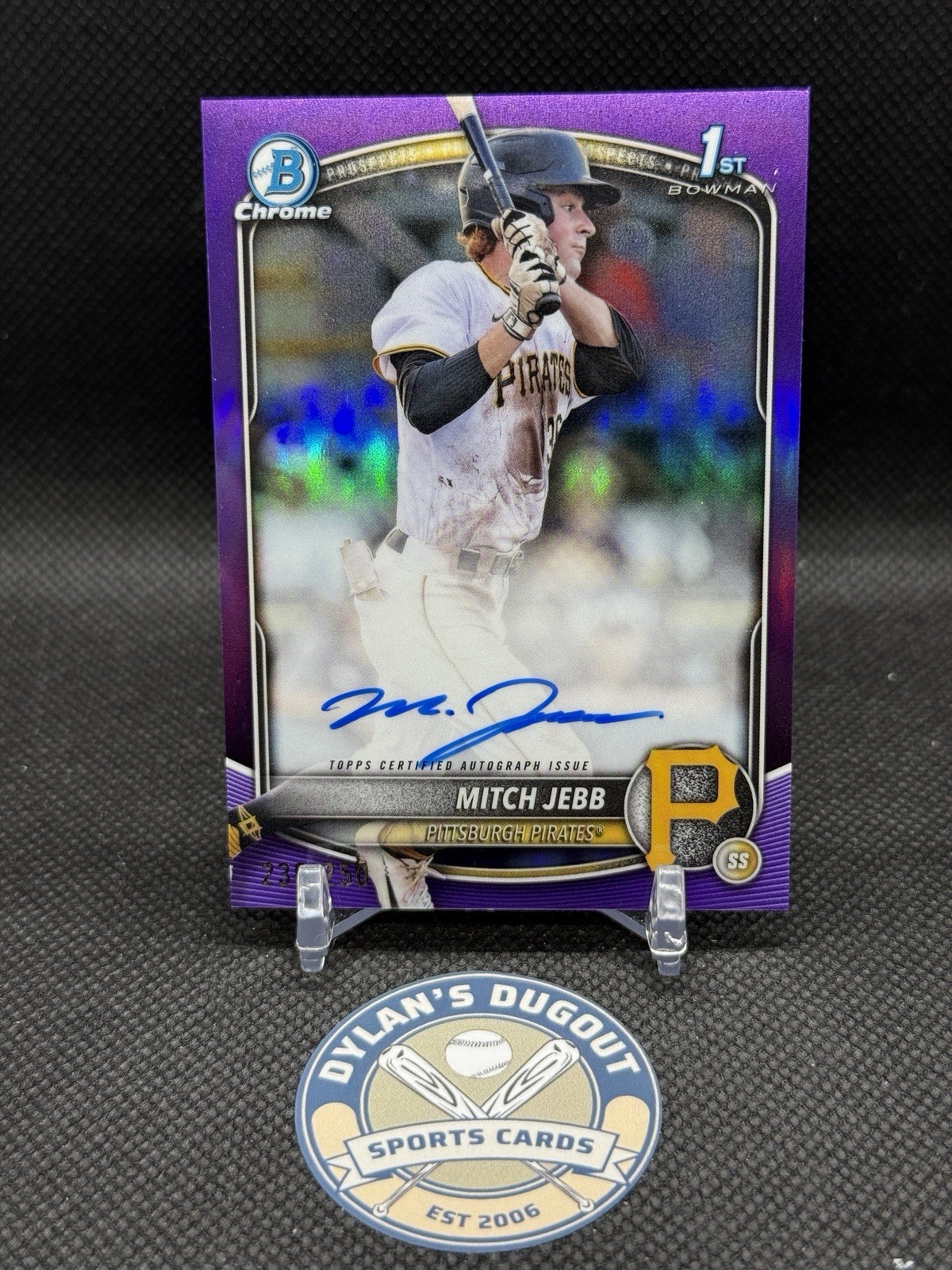 2025 Bowman Chrome Prospect Autographs Mitch Jebb #CPA-MJ Purple Refractor /250