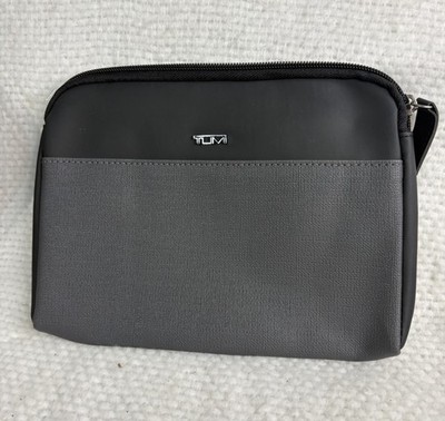 NWT TUMI For Delta Small Zip Pouch Soft Side Travel Case Toiletry Bag Black Grey