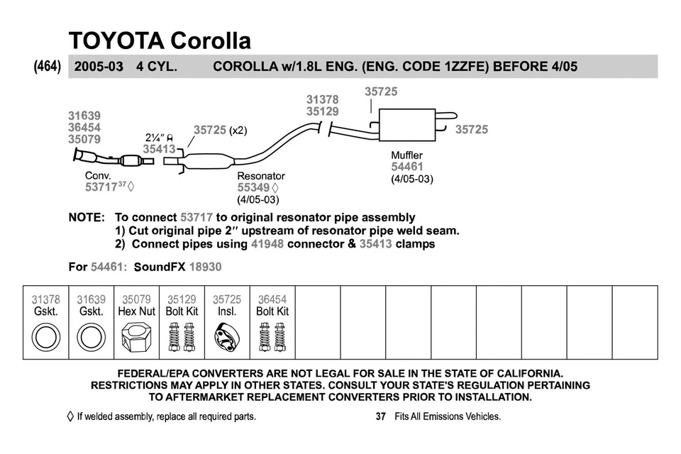 For Honda Civic 1984-2015 Walker 35129 Steel Natural Exhaust Spring Bolt Kit - Imagem 4 de 4
