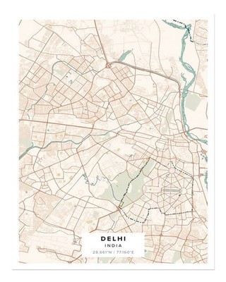 Delhi Stadtplan Wandkunst Dekor im urbanen Stil Minimalistische Stadtk