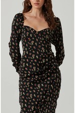 ASTR Ruched Curve Hugging Dainty Floral Dress Sz M