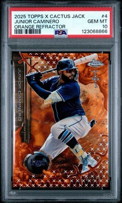 Junior Caminero POP 2 2025 Topps X Cactus Jack /25 ORANGE Refractor PSA 10 Rays