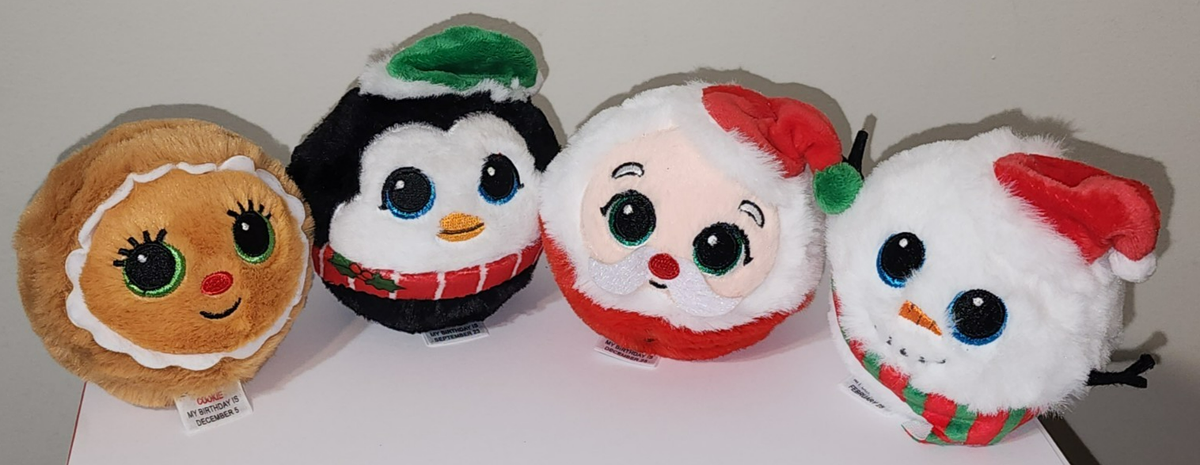 Ty Beanie Bouncers Holiday Set COOKIE, JACK, KLAUS & SPRUCE 3-4