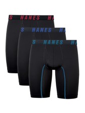Hanes Moves Men  s Anti-Chafe Long Leg Boxer Brief, X-Temp, 3-Pack, 8" Inseam
