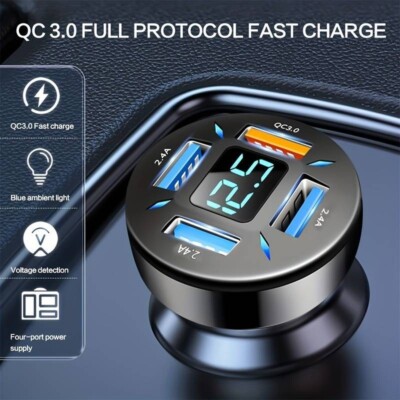 Chargeur Voiture 6 Ports USB (4x USB-A + 2x PD) - Recharge Rapide 100W - Noir/gris