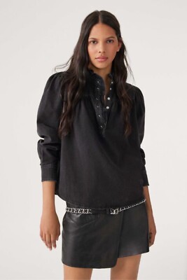 Ba&Sh milac BLOUSE black denim size S Size 1