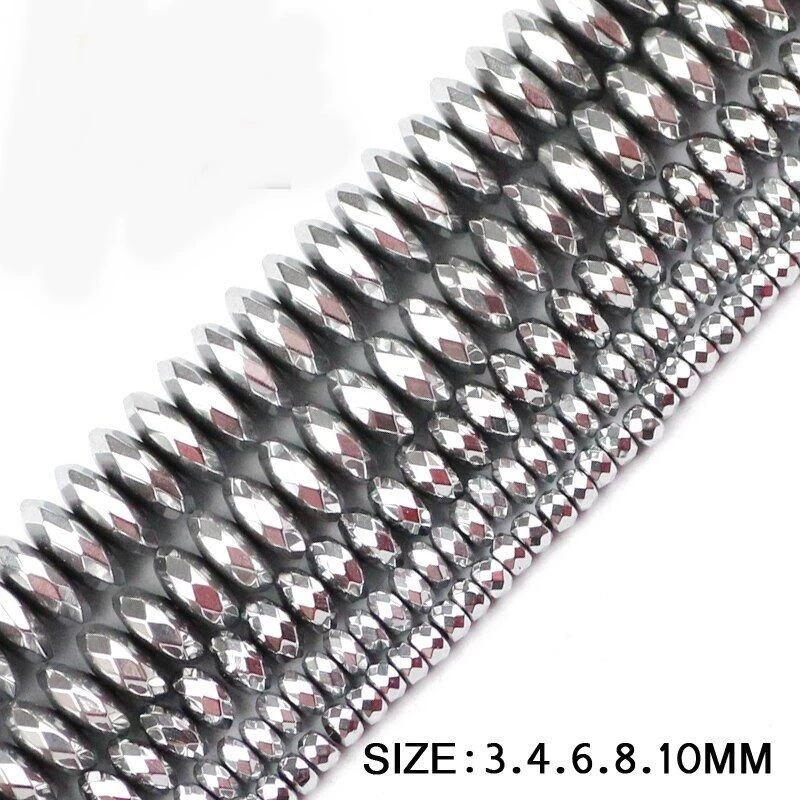 3/4/6/8/10 мм гематит камень бусины плоский граненый свободного прокладки бусина ювелирных изделий - Изображение 2 из 4