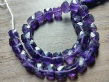 AAA AMETHYST 3D CUBE BOX FACETED 7-8 MM BEADS GEMSTONE 8" STRANDS