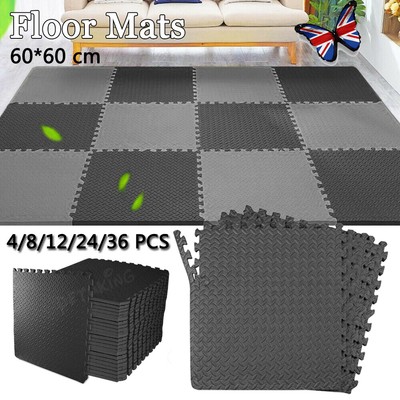 60cm Interlocking Soft Foam Floor Mats Gym Flooring Eva Puzzle Rubber Yoga Tile Ebay