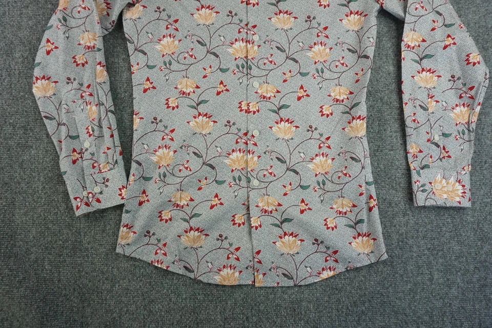 bar III рубашка мужская маленький зеленый красный цветочный кнопка спереди Slim Fit эластичной - Изображение 2 из 4