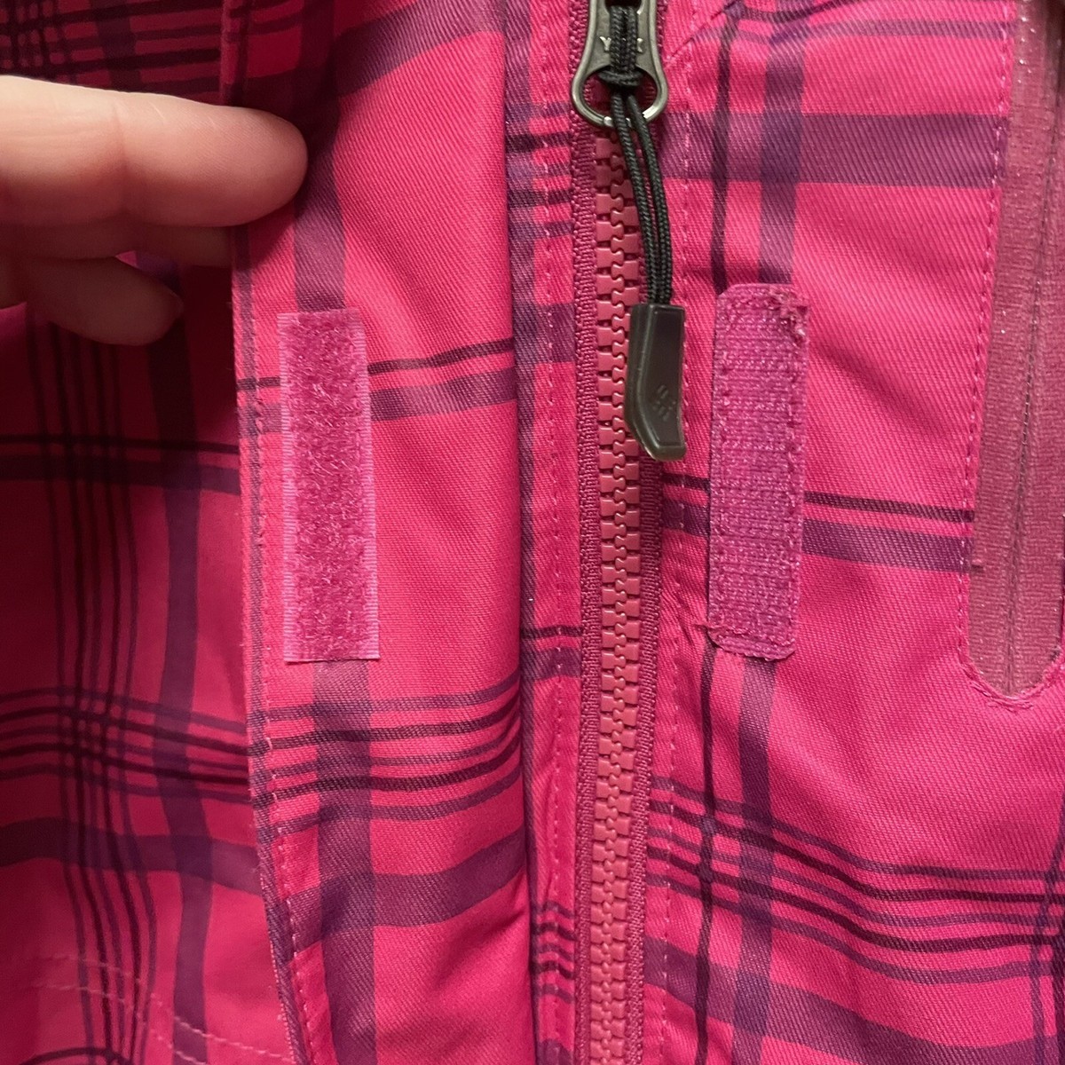 columbia check plaid shell jacket pink