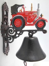 Grande Cloche Murale, Cloche, Cloche De Porte En Fonte, Tracteur, Trecker Rouge