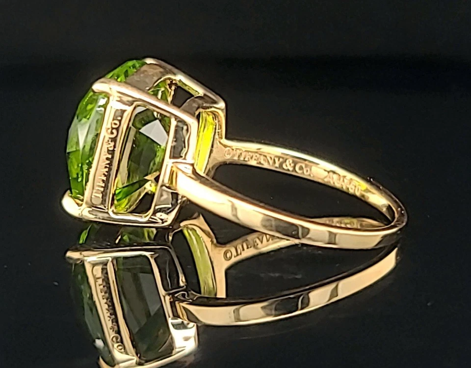 10,38ct. Anillo Tiffany & Co Oro Amarillo 18K Peridoto Natural Corte Cojín Certificado GIA  Foto 4 de 4