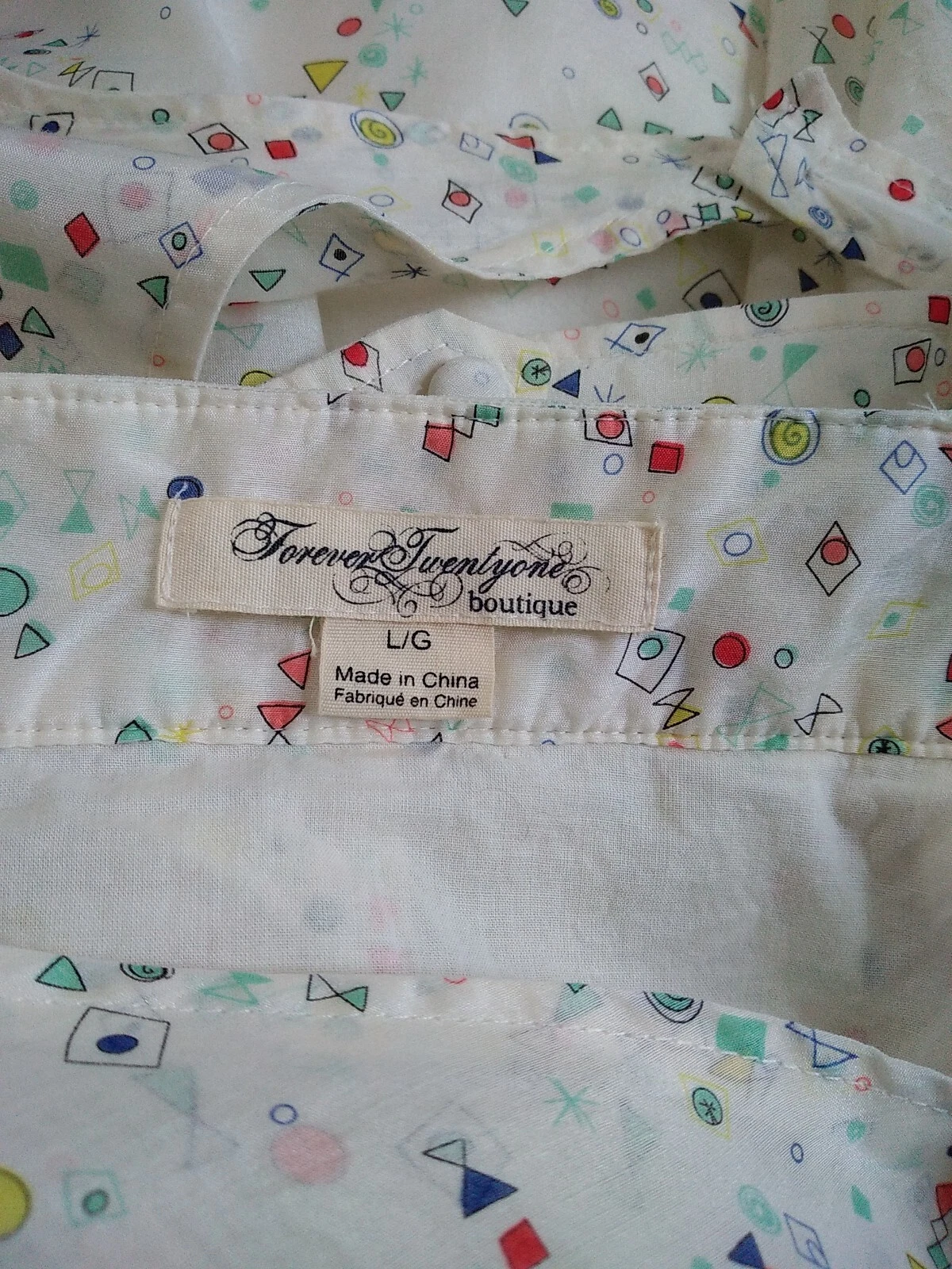 VALENTINO Abito boutique Forever 21 L Sweetheart tasche posteriori aperte crema geometrica sottile