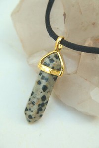 Dalmation Quartz Chakra Pendant Gemstone Gold- Plated Bale Healing Reiki Necklace
