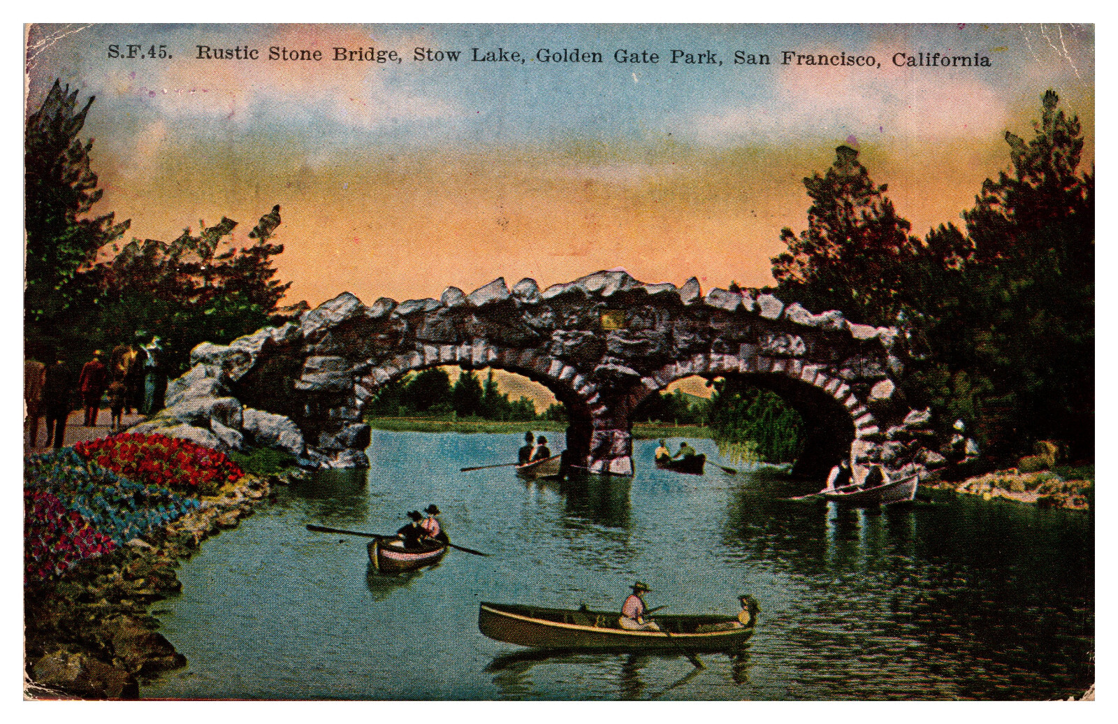 San Francisco Ca Rustic Stone Bridge Stow Lake Golden Gate Park Row 