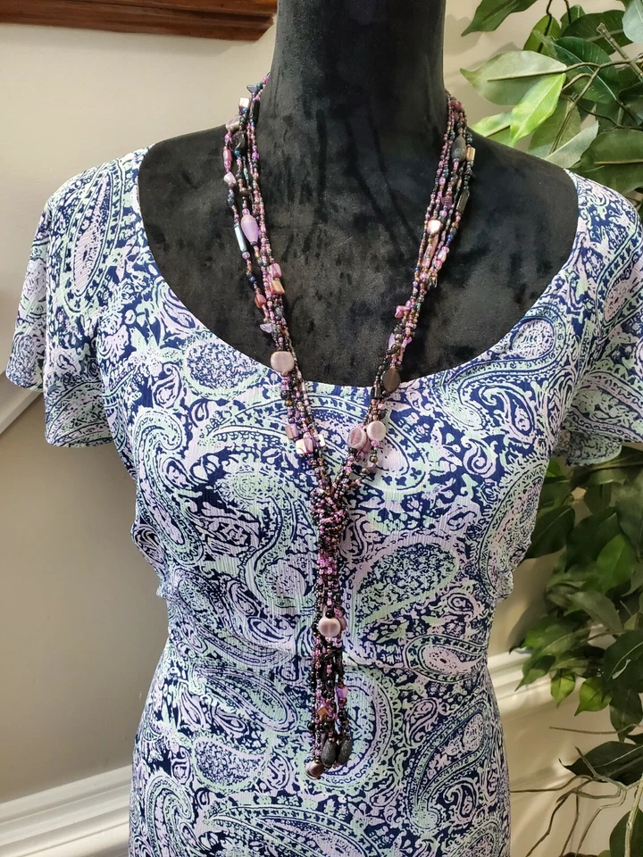 Jaclyn Smith Women's Polyester Round Neck Short Sleeve Casual Long Maxi Dress 12 - Image 2 of 4