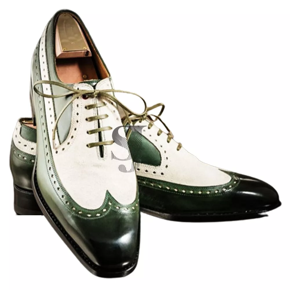 Green and white dress best sale shoes