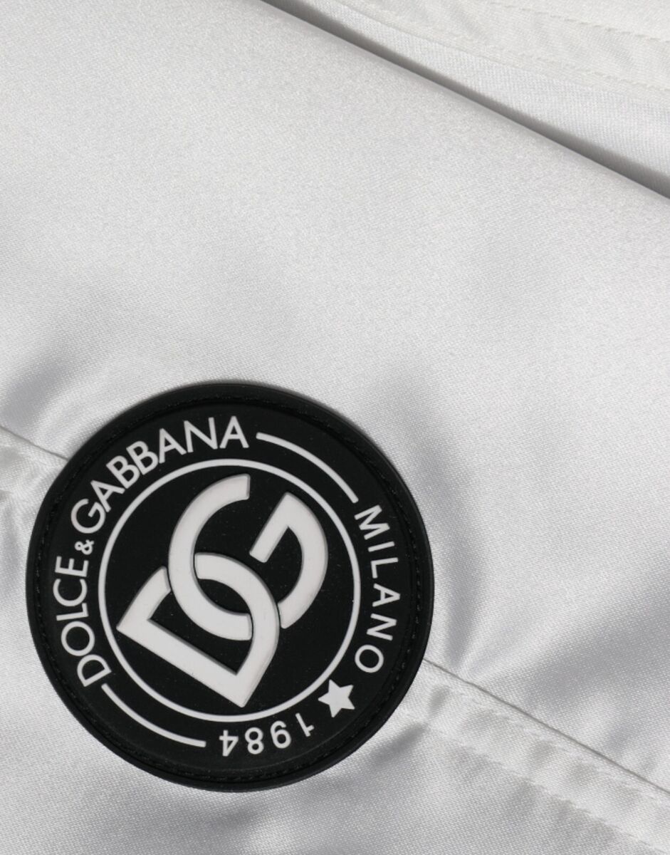 DOLCE & GABBANA Jacket White Polyester Logo Full Zip Bomber DOLCE & GABBANA Jacket White Polyester Logo Full Zip Bomber