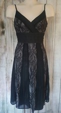Ann Taylor Loft Black Lace Strappy Dress Embroidered Size 2 Womens