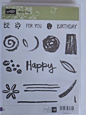 Stampin' Up! PAINT PLAY (18) Stamps Set-Retired/New-Happy, Words, For You++++
