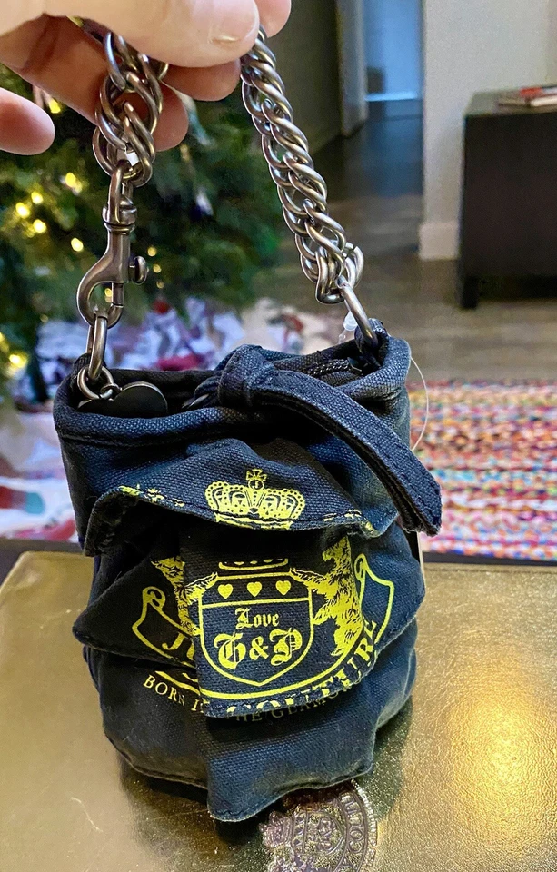 Muñequera Juicy Couture Vintage Teeny Tiny Denim Volantes G & P Nueva con Etiquetas Correa de Cadena Foto 3 de 4