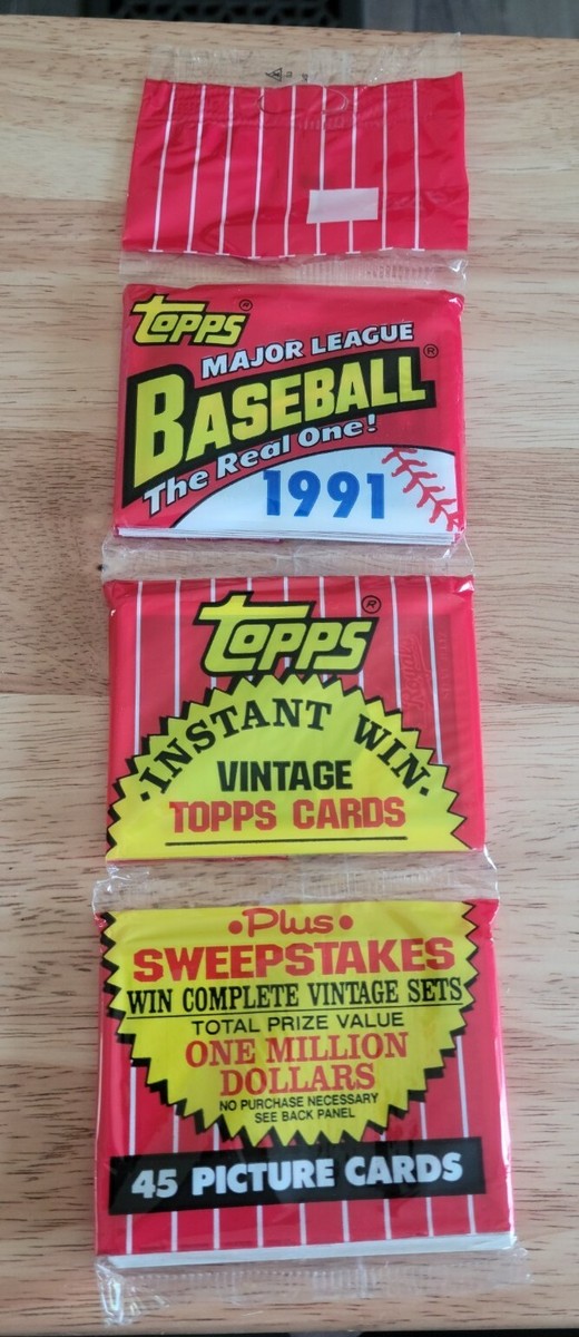 1991 Topps Baseball Rack Pack 45 Cards Sealed Unsearched Chipper