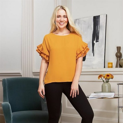 AVON Ladies Womens Mustard Pleated Bell 
