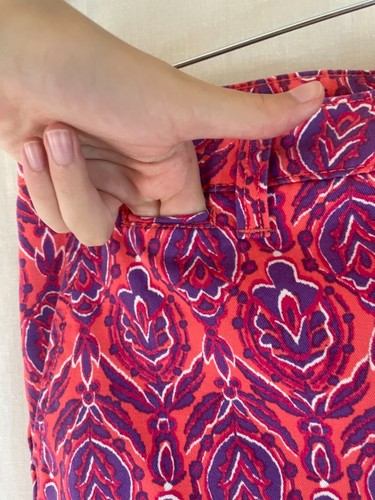 Pantaloncini Faded Glory 6 Arancione Viola Rosso Cotone Art Decò Zip Tasche Frontali Polsino - Foto 8 di 11