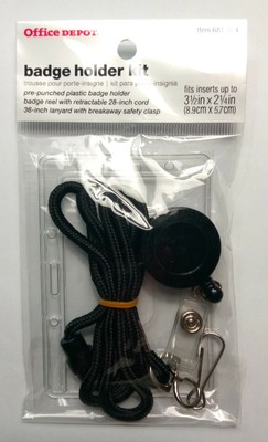 Office Depot Breakaway 3 In 1 Badge Id Card Holder Lanyard Retractable Reel Ebay