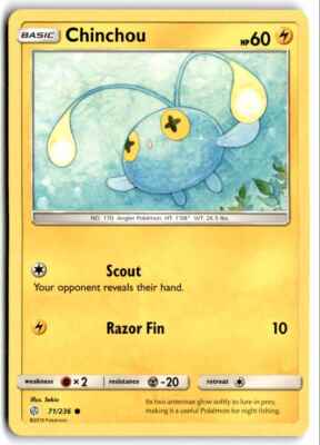 2019 Sun & Moon - Cosmic Eclipse Chinchou a Basic/Common #71