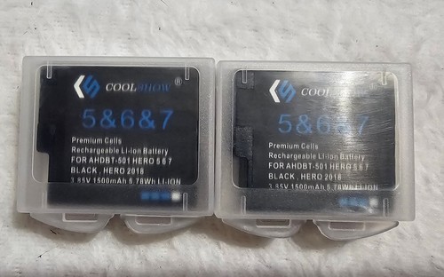 COOLSHOW Battery 2-Pack for GoPro Hero 5/6/7 Black 1500mAh Li-Ion
