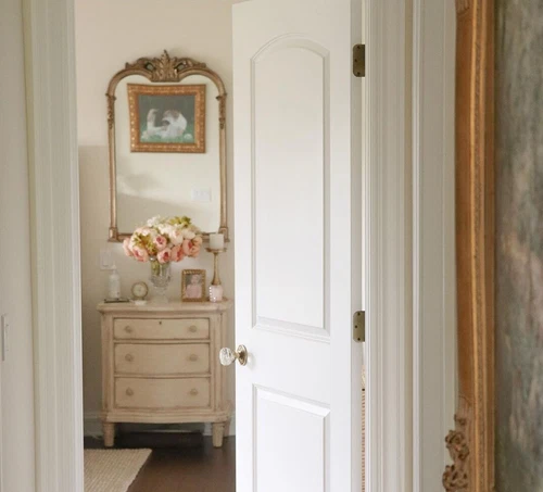 French Tuscan Ornate Arched Wall Mirror Acanthus Leaf Mantel Bath Vanity 42.5"H - Picture 5 of 7