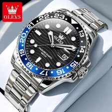 OLEVS Luxury Quartz Men's Watch Waterproof Stainless Steel Luminous Wristwatch