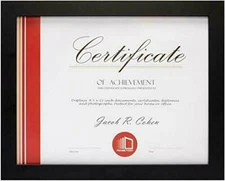 8.5 x 11 Picture Frame for Certificate, Diploma, Document Wall /Tabletop Display