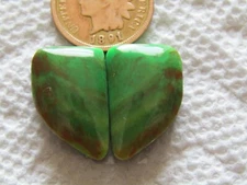2 Green Alunite Cabs 21 carat rare freeform matching set cabochons 