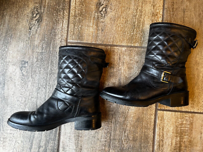 $500 AQUATALIA MADE ITALY 7.5 8 SOFT BLACK LEATHER Boots  display picture 2