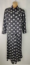 Nasty Gal Women Polka Dot Coord Set Button Up & Wide Trousers Size L NWT