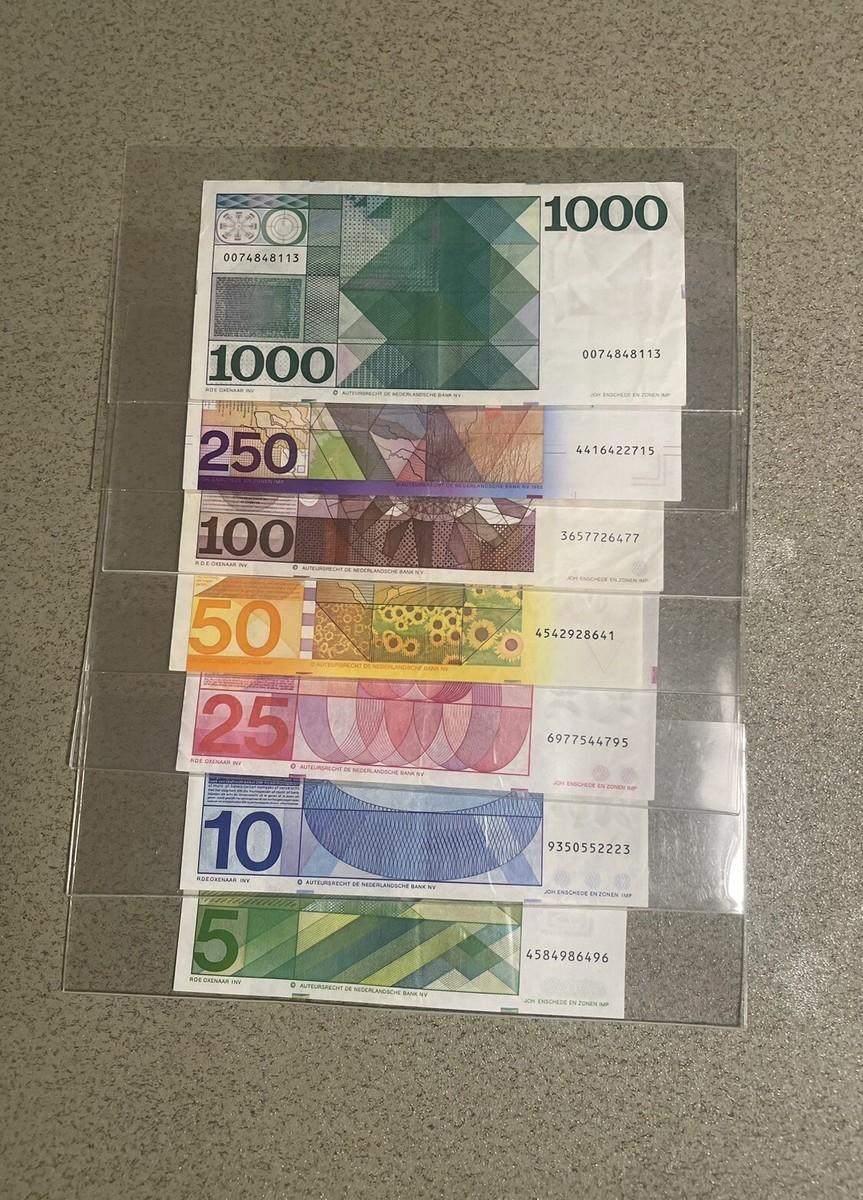 NETHERLAND: Fullset 5-10-25-50-100-250-1000 Gulden, 1968