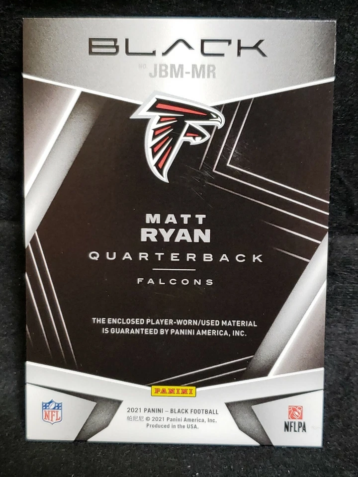 2021 Panini Jet Black Materials FOTL #JBM-MR Matt Ryan Patch 25/99 - Image 2 of 2