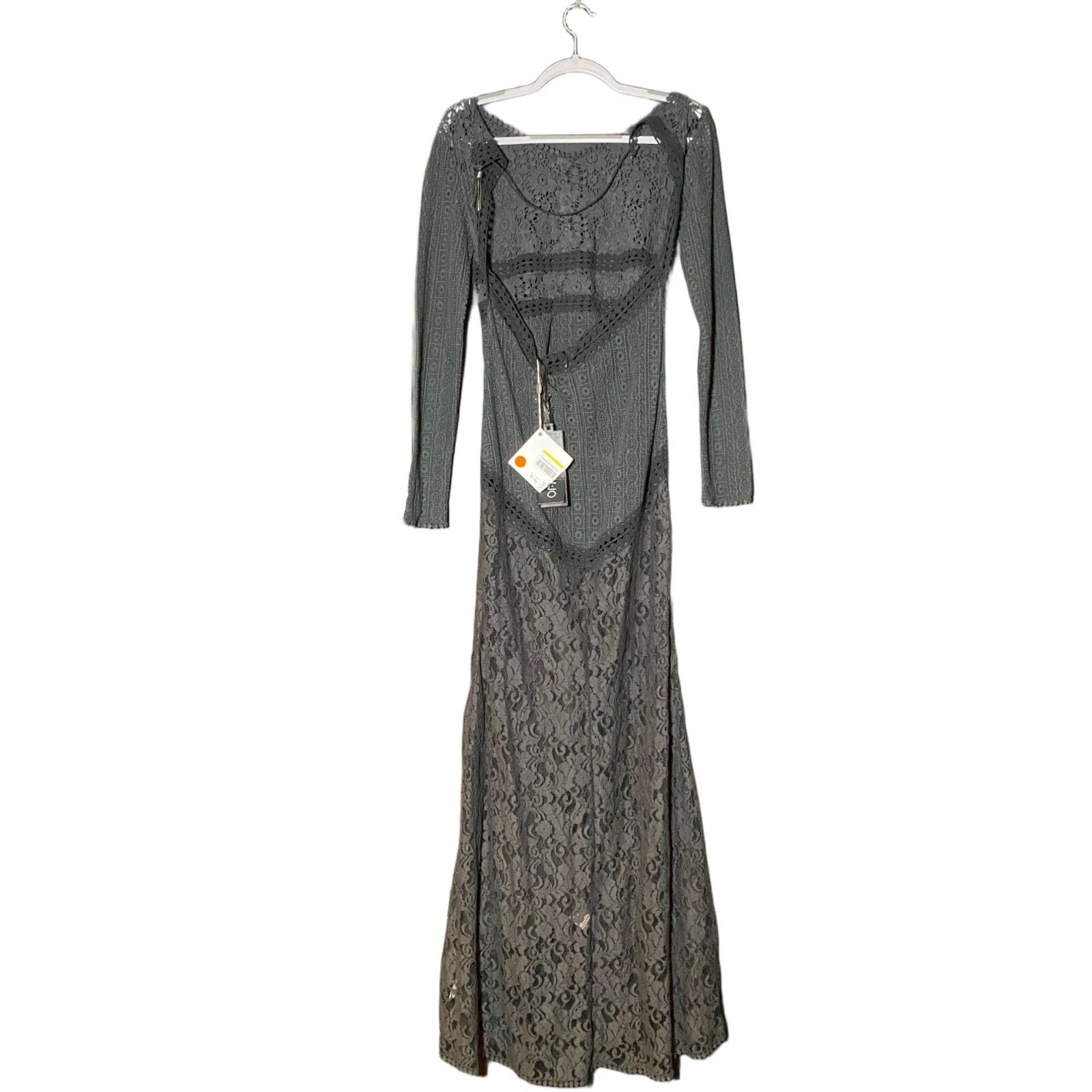 LIU JO Women's Black Long Sleeve Lace Midi Dress Size 42 NWT