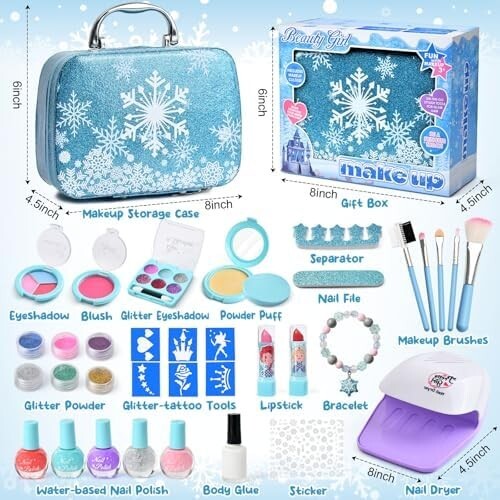 Kids Makeup Kit for Girls, Princess Real Washable Pretend Play Cosmetic - Picture 3 of 8