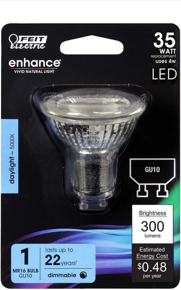 Feit Electric 4W LED MR16 GU10 Bulbs with 35W Equivalent, Dimmable, MR16 Bulb... - Image 2 of 4