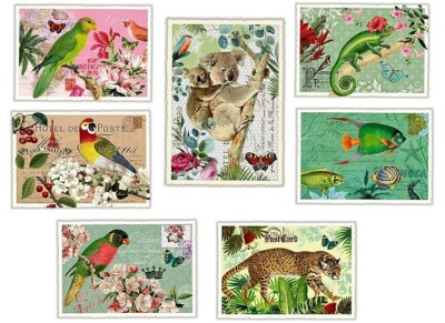 *EDITION TAUSENDSCHÖN*Postkarte*Glitzer*exotische Tiere*10x15cm*