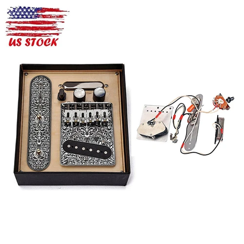 Black Nickel TL Tele Bridge Alnico 5 Neck Pickup Control Plate Knob Wire Harness