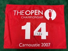 Padraig Harrington Winner Signed 07 Open Carnoustie Course Used 14th Flag + Cert