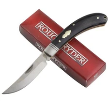 Rough Ryder Upswept Black Large Bow Trapper Pocket Knife RR2456 Micarta Handle
