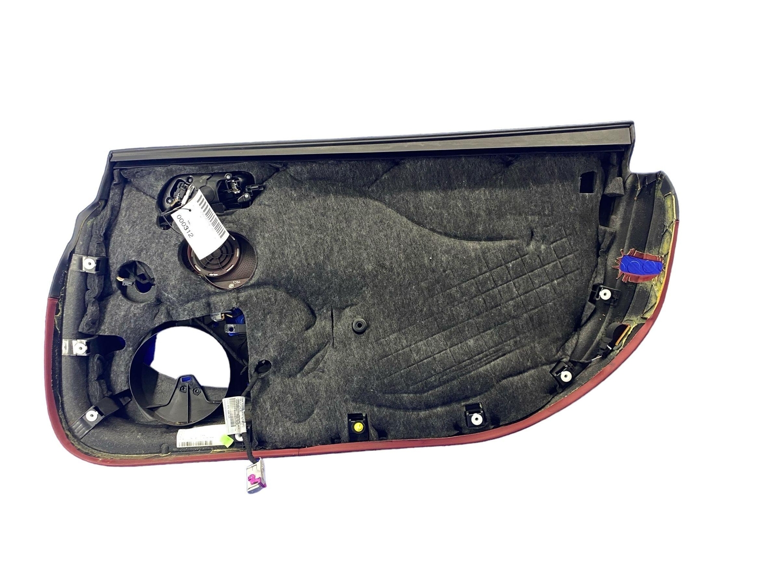 2011-2015 AUDI R8 SPYDER FRONT LEFT DOOR TRIM PANEL BLACK & RED LEATHER *INDENTS