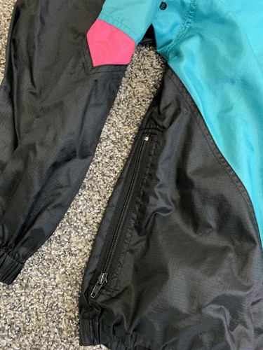 Vintage OP Ocean Pacific Cross Water Full Zip Windbreaker Sz XL Teal Aqua 90s - Picture 3 of 8