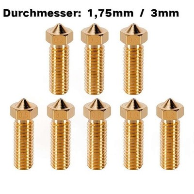 Messing Volcano Düse Extruder Nozzle 0,2mm-1,2mm 3D Drucker V6 Hotend M6 1,75mm